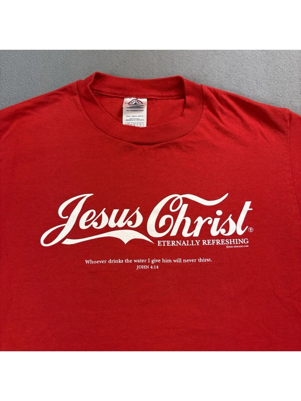 Vintage 2004 Jesus Christ Coca-Cola T Shirt Size Small Red